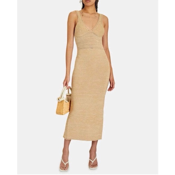 NWT ⚜️🤎⚜️ Ronny Kobo Madi Open-Back Knit Maxi Dress Brown Sand - Picture 4 of 16